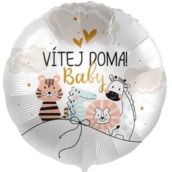 Balónik fóliový s českým nápisom Vítej doma - Baby zvieratká 43 cm