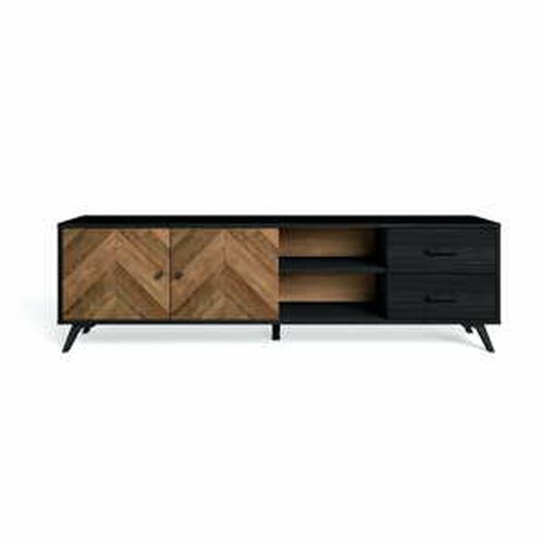Čierny TV stolík v dekore orecha 181x53 cm Chevrons - Marckeric