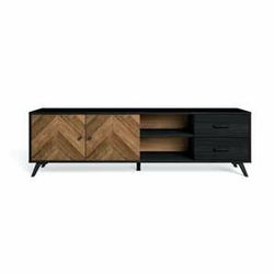 Čierny TV stolík v dekore orecha 181x53 cm Chevrons - Marckeric