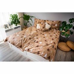 Hnedé posteľné obliečky z bavlneného saténu Cotton House Trees, 140 x 200 cm