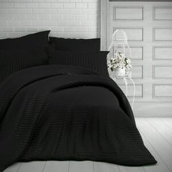 Saténové obliečky LUXURY COLLECTION s prúžkom Barva: čierna, Velikost: dvojlôžko 220x200 + 2x 70x90cm