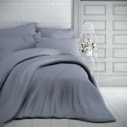 Saténové obliečky LUXURY COLLECTION s prúžkom Barva: tmavo sivá, Velikost: dvojlôžko 220x200 + 2x 70x90cm