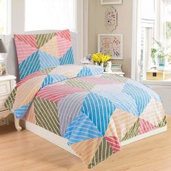 Mikroplyšové posteľné obliečky - farebná geometria, 140x200