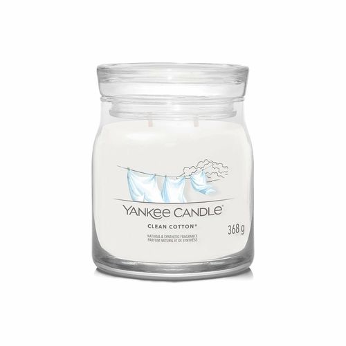 Yankee Candle vonná sviečka Signature v skle stredná Clean Cotton, 368 g