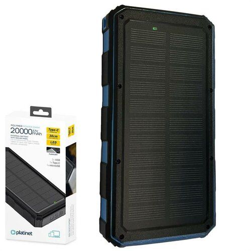 Platinet Power Bank PMPB20SP 20000mAh solar panel outdoor svetločierna