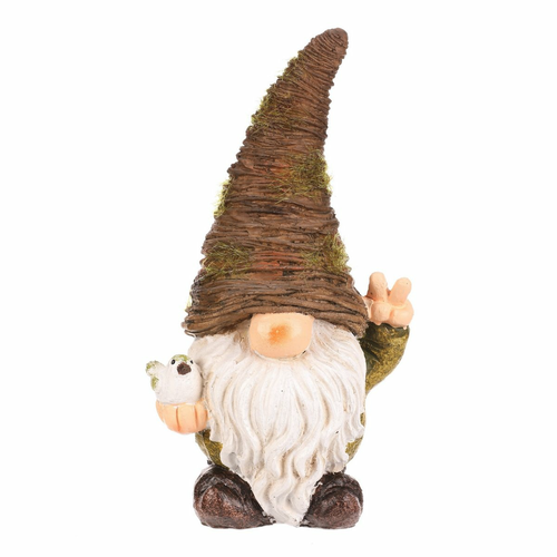 Záhradná dekorácia Škriatok s vtáčikom, 18 x 13 x 33 cm