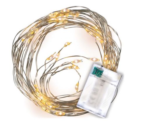LED osvetlenie strieborný drôt - teple biely, 64 LED