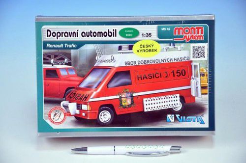 Stavebnice Monti 45 Fire Brigade-Renault Trafic 1:35 v krabici 22x16x5cm