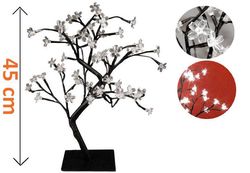 Dekoratívny LED strom s kvetmi - 45 cm, studená biela