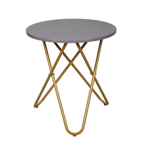 Rondel okrúhly príručný stolík sivá / zlatá