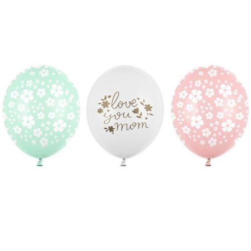Balóniky latexové "Love you Mom" mix 30 cm, 50 ks
