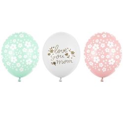 Balóniky latexové "Love you Mom" mix 30 cm, 50 ks