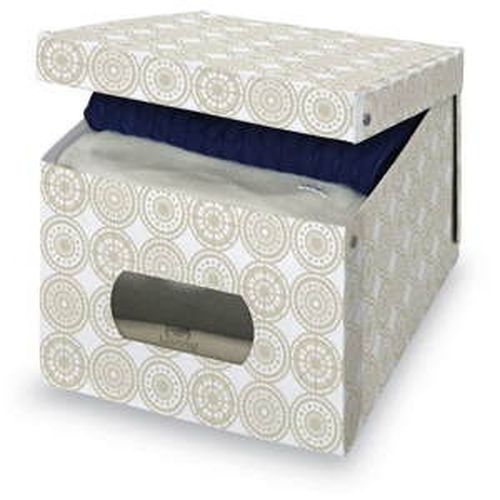 Béžový úložný box Domopak Ella, výška 31 cm