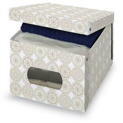 Béžový úložný box Domopak Ella, výška 31 cm