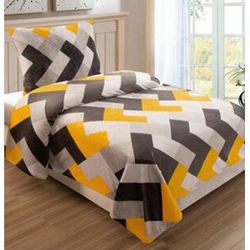 Mikroplyšové posteľné obliečky - šedá, žltá, 140x200 cm