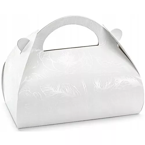 Biele krabice na torty s perleťovou potlačou 16x15 cm 10 ks