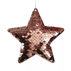 DEKORÁCIA závesná Hviezda s flitrami Rose Gold 8cm 2ks