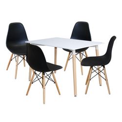 Jedálenský stôl 120x80 UNO biely + 4 stoličky UNO čierne