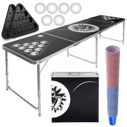 Beer Pong stolná sada s nastaviteľnou výškou, 240 x 61 cm