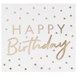 SERVÍTKY Happy Birthday zlaté 16 ks