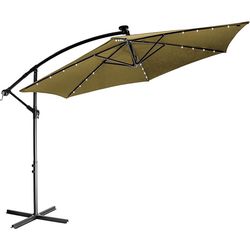 STILISTA záhradný slnečník s kľučkou 3,5 m, khaki + LED