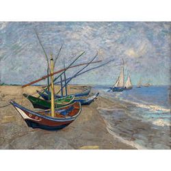 Reprodukcia obrazu Vincenta van Gogha - Fishing Boats on the Beach at Les Saintes-Maries-de la Mer, 40 × 30 cm
