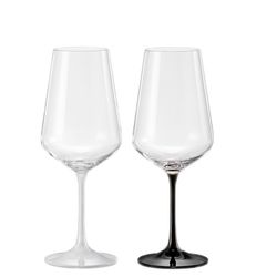 Crystalex Poháre na víno BLACK & WHITE TWO 450 ml, 2 ks Čiernobiele