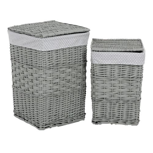 Súprava prútených košov na bielizeň Šedý bodka​, 2 ks, 2 veľkosti, 40 x 60 x 40 cm