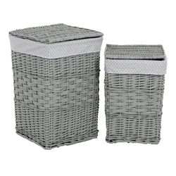 Súprava prútených košov na bielizeň Šedý bodka​, 2 ks, 2 veľkosti, 40 x 60 x 40 cm