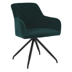 Otočná stolička, zelená Velvet látka/čierna, VELEZA