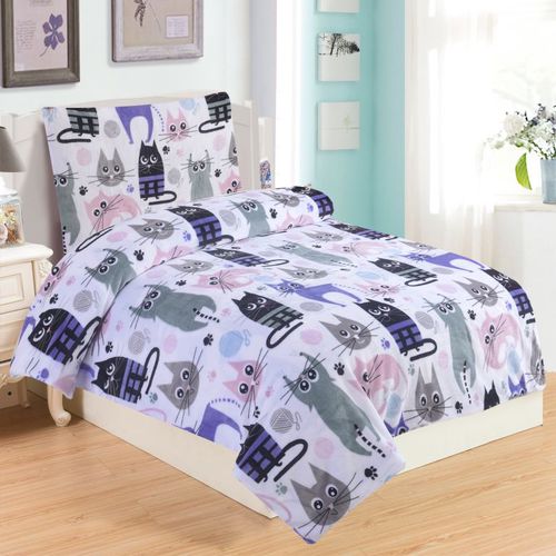Mikroplyšové posteľné obliečky - mačky, 140x200 cm