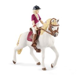 Schleich 42540 Blondína Sofia s pohyblivými kĺbmi na koni, 15 cm