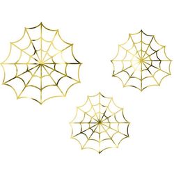 DEKORACIA papierová pavučiny zlaté 3ks