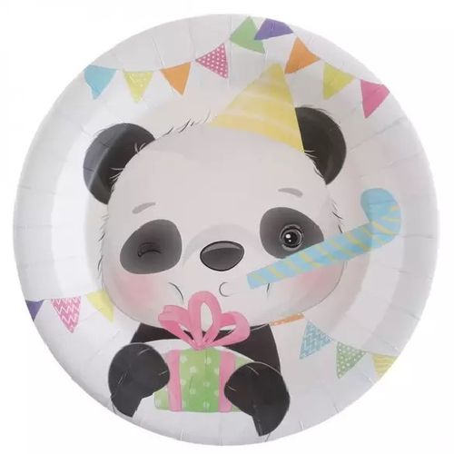 Tanieriky papierové Panda 22,5 cm 10 ks