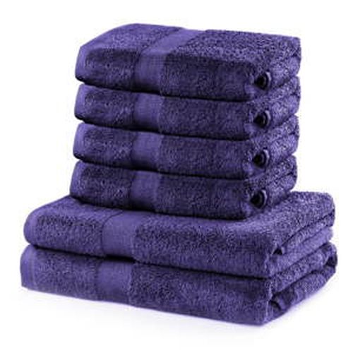Set 2 bavlnených fialových osušiek a 4 uterákov DecoKing Marina