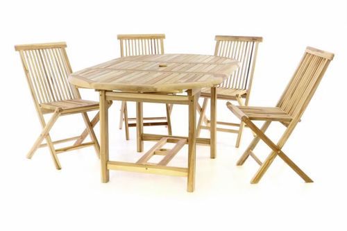 Záhradný set DIVERO z teakového dreva - stôl + 4 stoličky