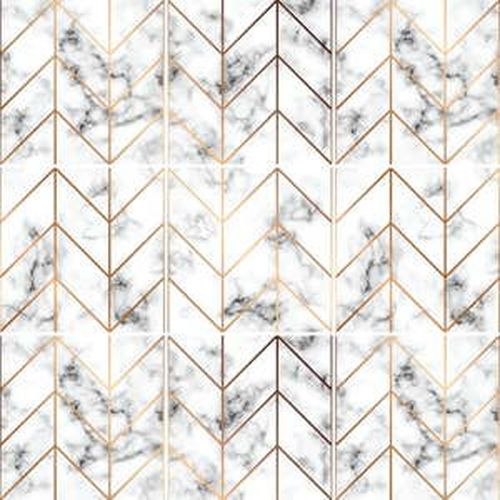 Sada 9 samolepiek na stenu Ambiance Marble and Gold Line, 15 x 15 cm