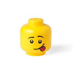 Žltý úložný box v tvare hlavy LEGO® Silly, ⌀ 16,3 cm