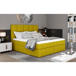 Čalúnená manželská posteľ s úložným priestorom Grosio 145 - žltá