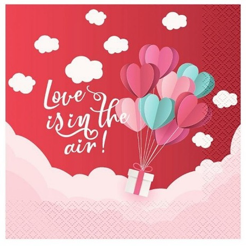Papierové obrúsky Láska je vo vzduchu červená 33x33cm 20ks