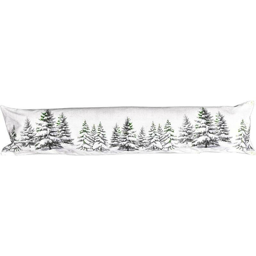Forbyt Vianočný ozdobný tesniaci vankúš do okien Stromčeky biela, 20 x 85 cm