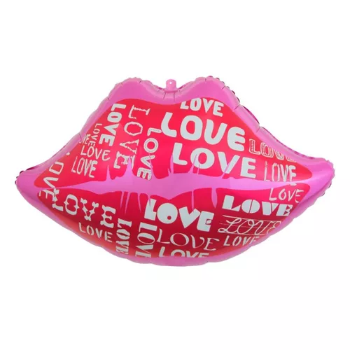 Balónik fóliový Pery s nápismi LOVE 62x38 cm
