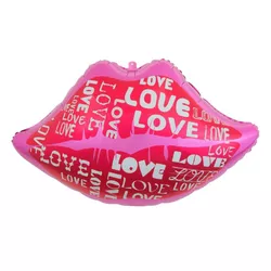 Balónik fóliový Pery s nápismi LOVE 62x38 cm