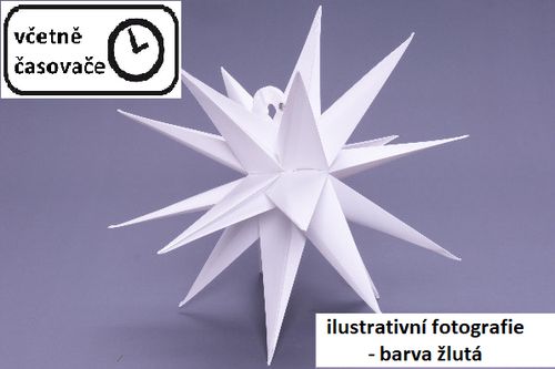 Vianočná dekorácia - hviezda s časovačom 10 LED, 35 cm, žltá