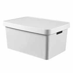 Sivý úložný box s vekom CURVER Infinity, 45 l
