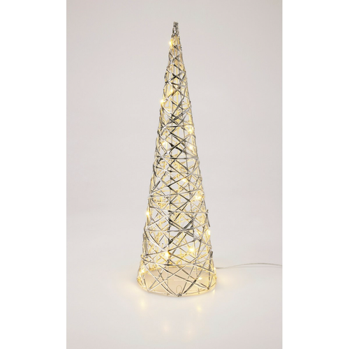 Vianočný svietiaci kužeľ Silver, 40 x 12 cm, 20 micro LED, na batérie