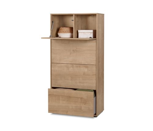 Regálový modul »Flemming«, so zásuvkami a výklopnou doskou, cca 75 x 150 cm, dubový dekor