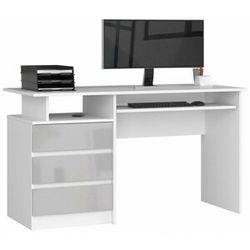 Ak furniture Písací stôl CLP 135 cm biely/sivý akryl vysoký lesk