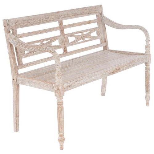 DIVERO 2-miestna lavica - 119 cm, teak, biela shabby