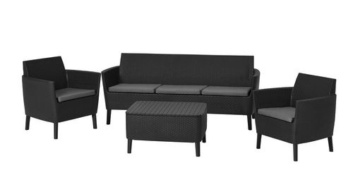 Záhradný polyratanový set SALEMO 3 seater - grafit